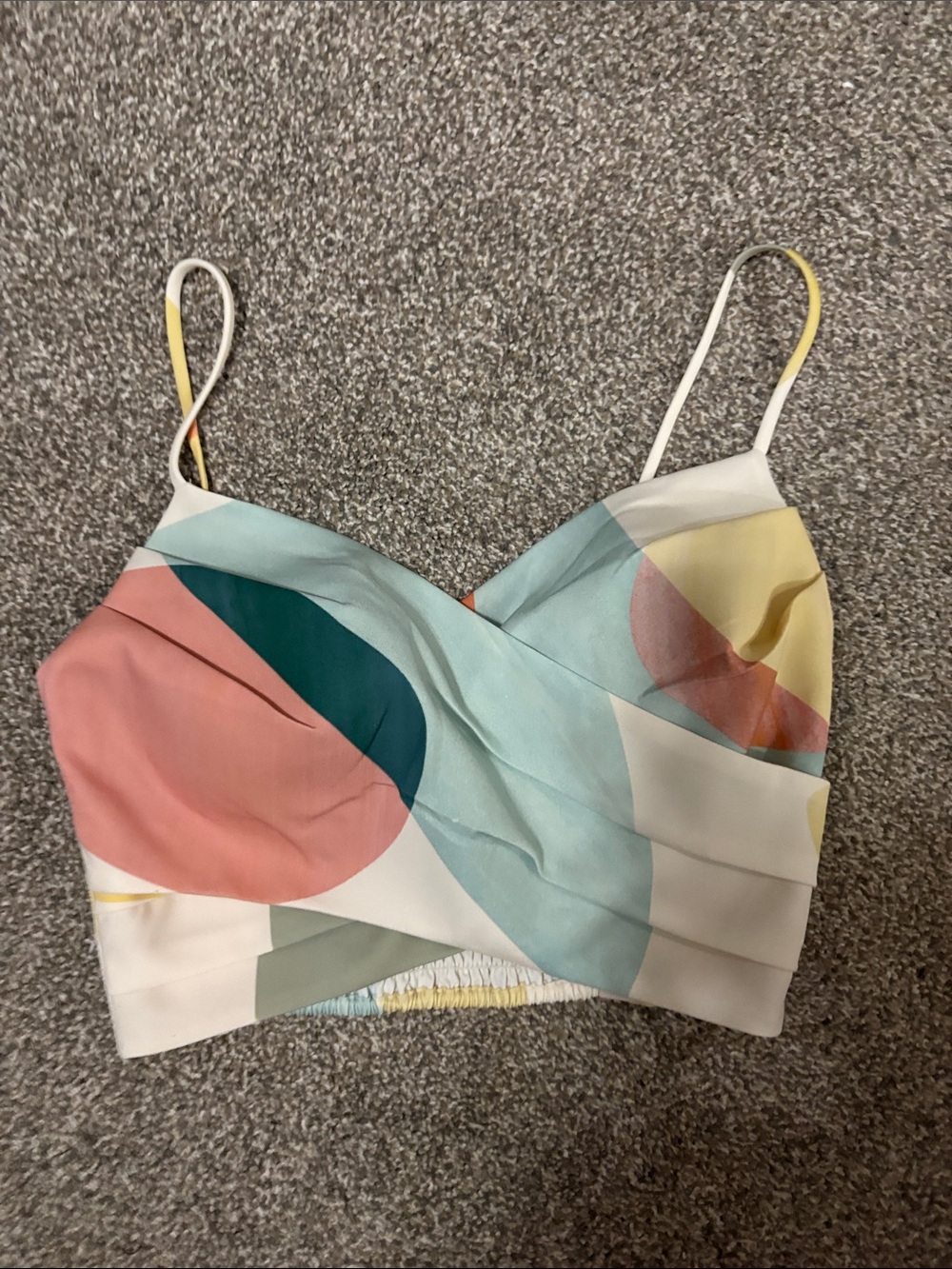 Pastel Abstract Crop Cami Top - Multicolor